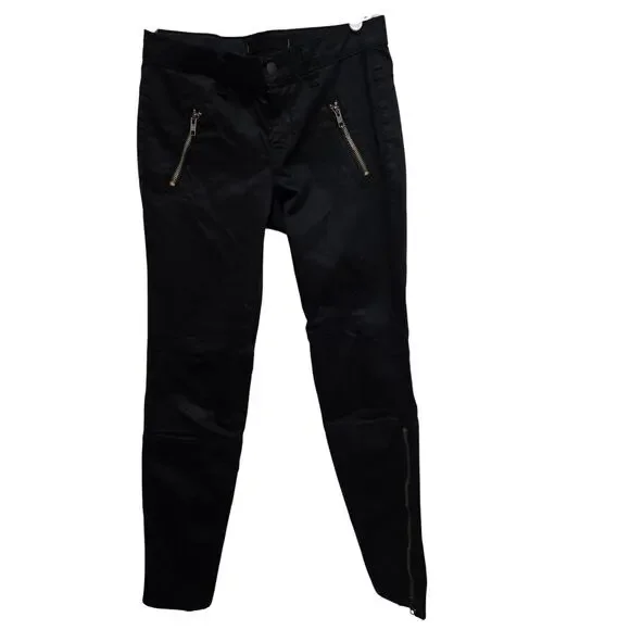 J brand pants womens size 25 black ankle zip modern moto skinny pant - Picture 2 of 7